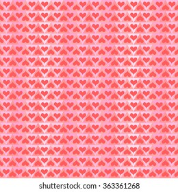 Vector pattern with little red hearts on triangles background. Seamless pattern can be used for wallpaper, pattern fills, web page background,surface textures.