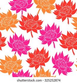Vector pattern with lotuses. Original floral seamless background.