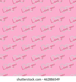 Vector pattern with Love you text and Heart