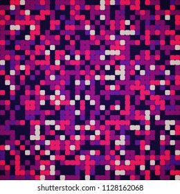 Vector pattern made of bright square. Blue, pink, black and purple colors.