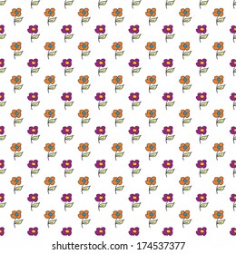 Vector pattern made with hand drawing flowers style