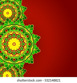vector pattern mandala background red green greeting card invitation decoration