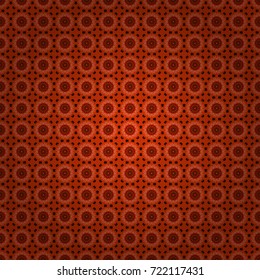 Vector pattern with Mandalas, flower paisley. Seamless Indian motif in red, orange and brown colors. Ornamental floral print on wallpaper, linoleum, textile.