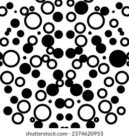 Vector pattern of many circles in white and black