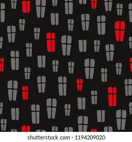 Vector pattern with many windows isolated on black night background. Seamless pattern can be used for wallpaper, pattern fills, web page background, surface textures.