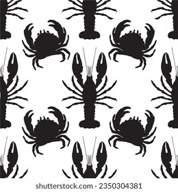 vector pattern marine theme black and white print shells crabs shrimp design for fabric print for packaging summer design