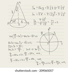 Vector pattern with mathematical formulas