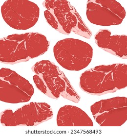 Vector pattern meat, pattern beef hand drawn, pattern meat vector illustration