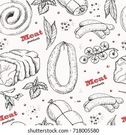 Vector pattern with meat products