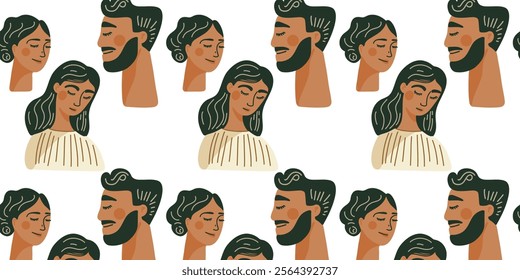 Vector pattern of men and women faces