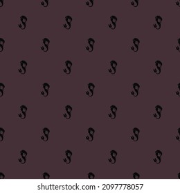 vector pattern with mermaid symbol, seamless dark background for textiles.