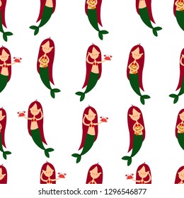 
vector pattern with mermaids