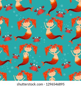 
vector pattern with mermaids