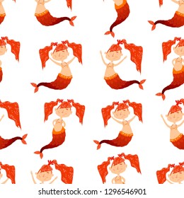 
vector pattern with mermaids
