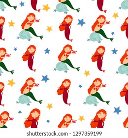 Vector pattern with mermaids