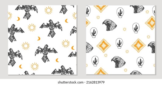 Vector pattern of Mexico and the Wild West. Eagle, cactus, etc.
