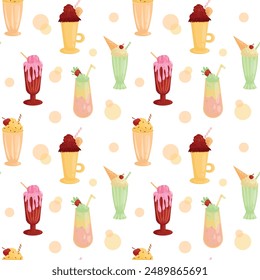 Vector pattern with milkshakes and circles