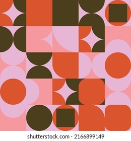 Vector pattern of modern figures, Bauhaus inspired. Geometric colorful shapes. Great for digital projects, fabric, giftwrap, scrapbooking, packaging