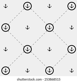 Vector pattern. Modern stylish texture. Marine anchor pattern