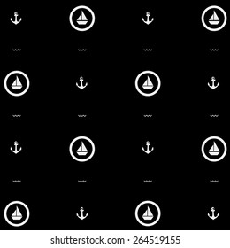 Vector pattern. Modern stylish texture. Marine anchor and ship pattern
