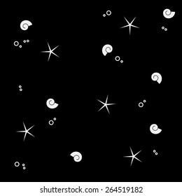 Vector pattern. Modern stylish texture. Marine shell and starfish pattern