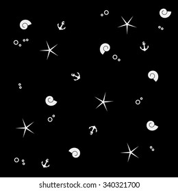 Vector pattern. Modern stylish texture. Marine shell and starfish pattern