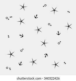 Vector pattern. Modern stylish texture. Marine anchor and starfish pattern