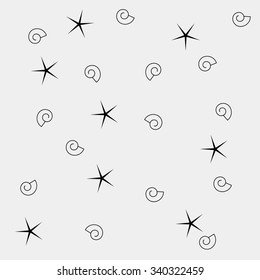 Vector pattern. Modern stylish texture. Marine shell and starfish pattern
