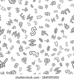 vector pattern of a money signs on a white background.