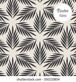 Vector pattern. Monochrome ornament with abstract leaves