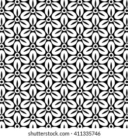 Vector pattern. Monochrome ornament with abstract flower.