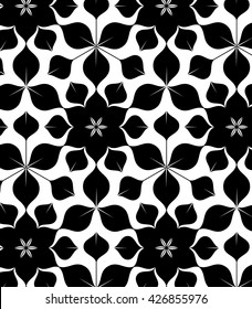 Vector pattern. Monochrome ornament with abstract flower.