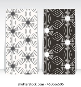 Vector pattern. Monochrome ornament with abstract flower on display. swatch panel