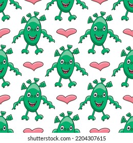 Vector pattern monsters and hearts
