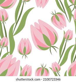 vector pattern for mother's day. card with a bouquet of flowers, pink tulips