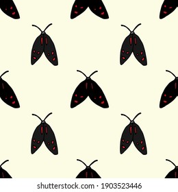 Vector pattern with moths on a light background. Seamless pattern with masks.