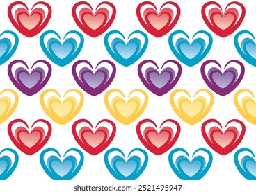 Vector pattern multicolor hearts background