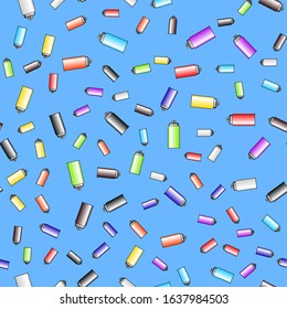 vector pattern of multi-colored aerosol cans with paint