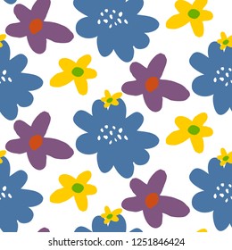 
Vector pattern of multicolored flowers for the design of textiles and surfaces