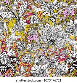 Vector pattern. Nice Floral pattern in the small flower. Seamless floral pattern with flowers, watercolor.