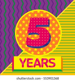 Vector pattern numbers 5 Birthday Anniversary color patterns