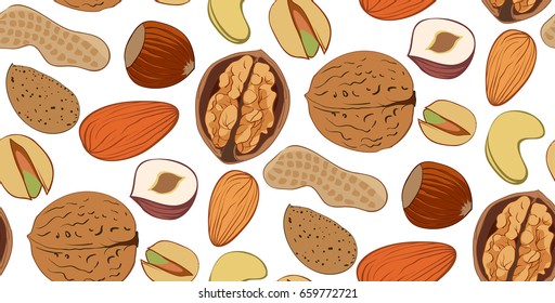 vector pattern nuts on a white background