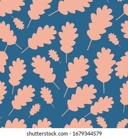 Vector Pattern of oak leaves. Hand drawn floral seamless pattern and backdrop.Elegant plant background. Desing for wallpaper,textile,fabric,wrapping