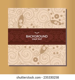 Vector pattern on beige background.Decorative element border. Ornate element for design. Place for text. Ornamental pattern for invitations, covers, greeting cards, booklets.