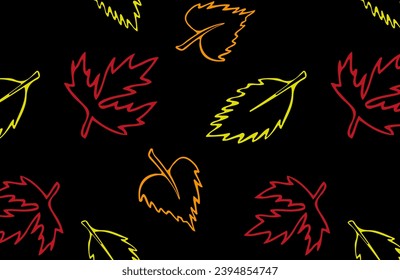 vector pattern on a black background. contour of autumn tides. seamless image. for fabric, paper, cards, websites