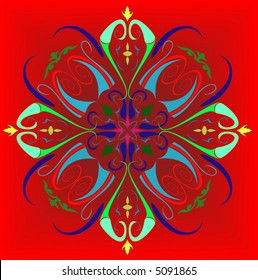 Vector pattern on a red background