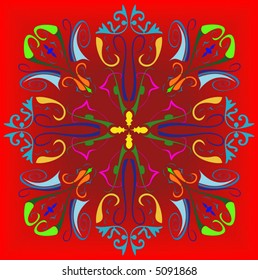 Vector pattern on a red background