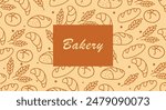 Vector pattern on the theme of baking drawing of bread and bakery products for packaging banner poster baking design, vector drawing design elements