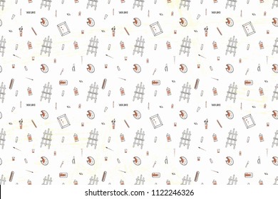vector Pattern on a theme of drawing tools. . Can be used for packaging, invitations.