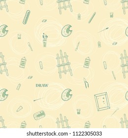 vector Pattern on a theme of drawing tools. . Can be used for packaging, invitations.